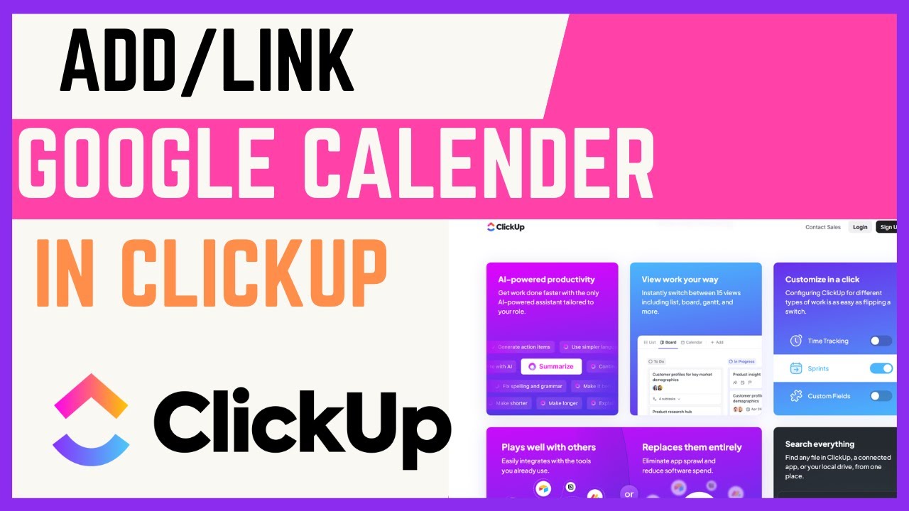 Video thumbnail for How To Add/Link Google Calendar In ClickUp