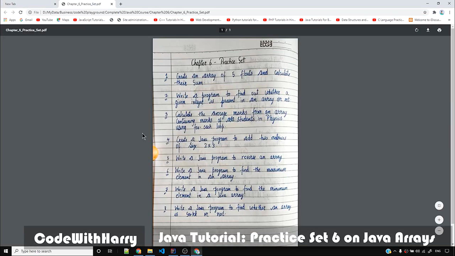 'Video thumbnail for Java Tutorial_ Practice Questions on Arrays in Java'