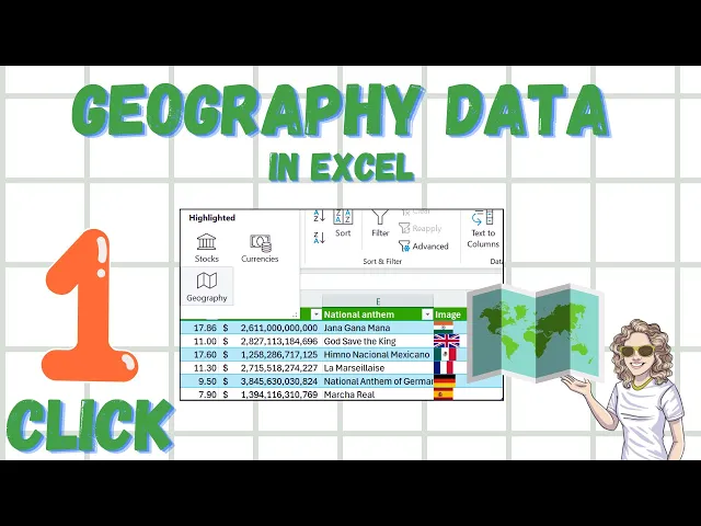 Video thumbnail for ONE CLICK to add Geographical Data In Excel