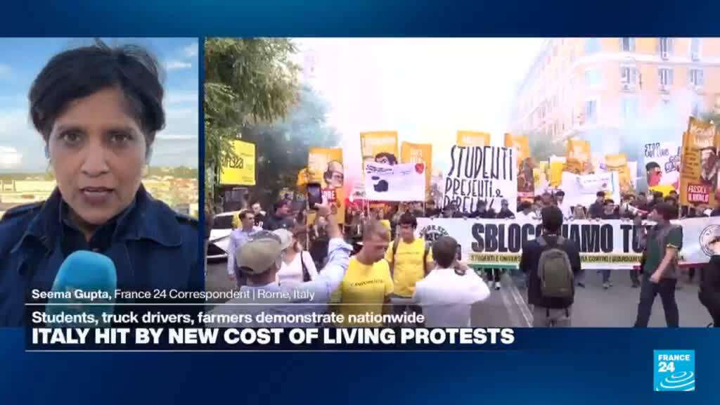 Video thumbnail for Italy hit by new cost of living protests
