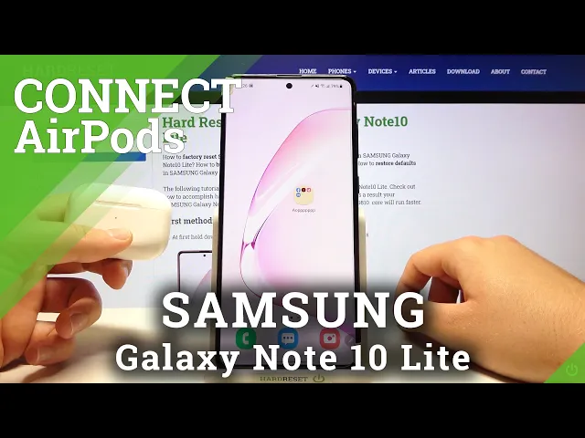 Video thumbnail for How to Connect AirPods with Samsung Galaxy Note 10 Lite? Link Samsung Phone with Apple Earbuds