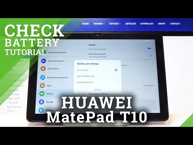 Video thumbnail for How to Show Battery Percentage in HUAWEI MatePad T10 – Battery Settings