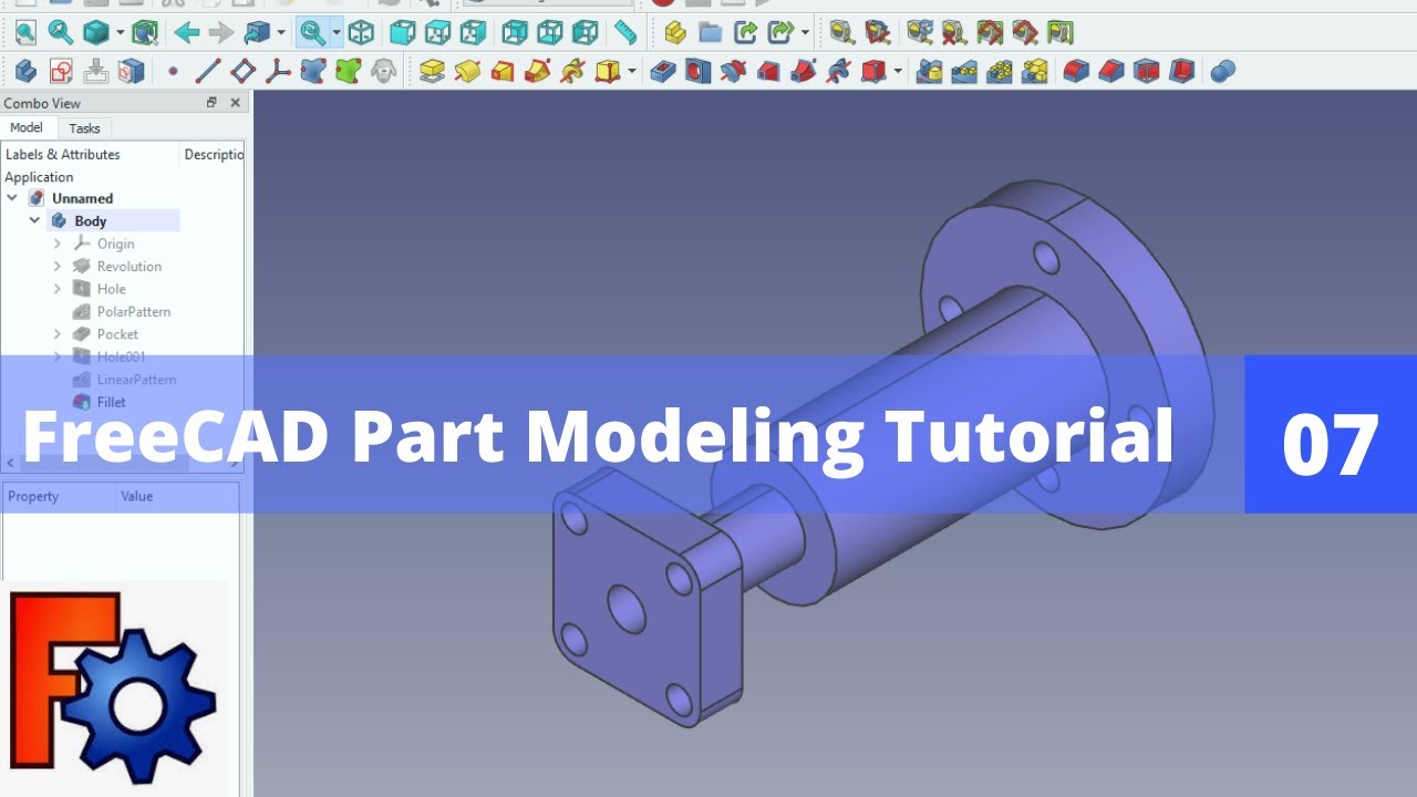 'Video thumbnail for FreeCAD Part Modeling Tutorial 07| FreeCAD Tutorial | FreeCAD Beginner Tutorial | Mechnexus |'