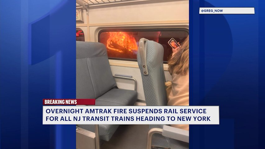 Video thumbnail for 5 injured in Amtrak fire; rail service suspended for all NJ Transit trains heading to NY