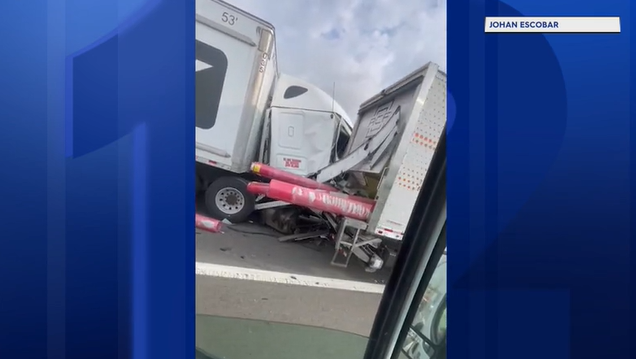 Video thumbnail for Video shows aftermath of NJ Turnpike crash sparked by out-of-control Freightliner