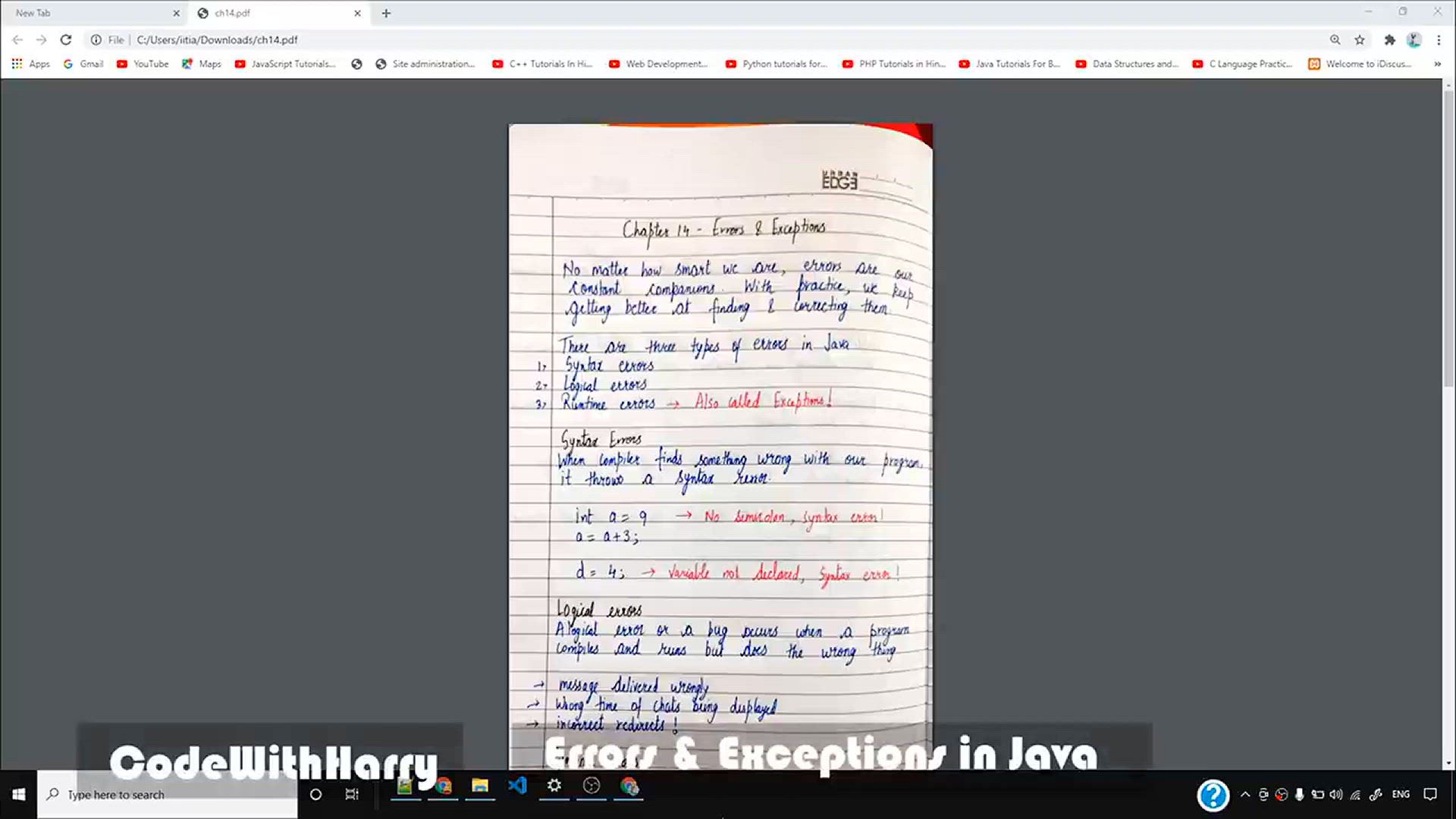 'Video thumbnail for Errors & Exception in Java'