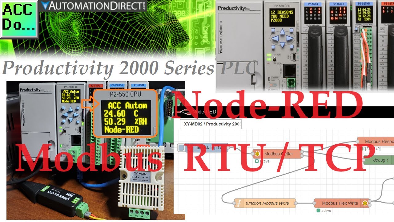 'Video thumbnail for Productivity 2000 PLC Node-RED Modbus TCP'