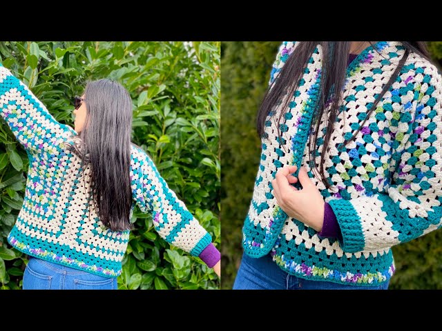 Video thumbnail for Crochet Granny Hexagon Sweater Tutorial