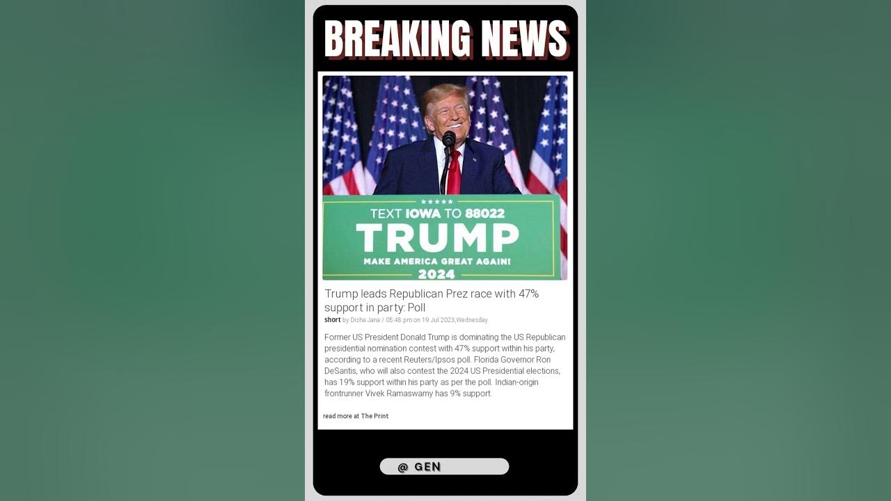 Video thumbnail for Trump Still Reigns Supreme: 47% GOP Support for 2024 Nomination | #shorts #news