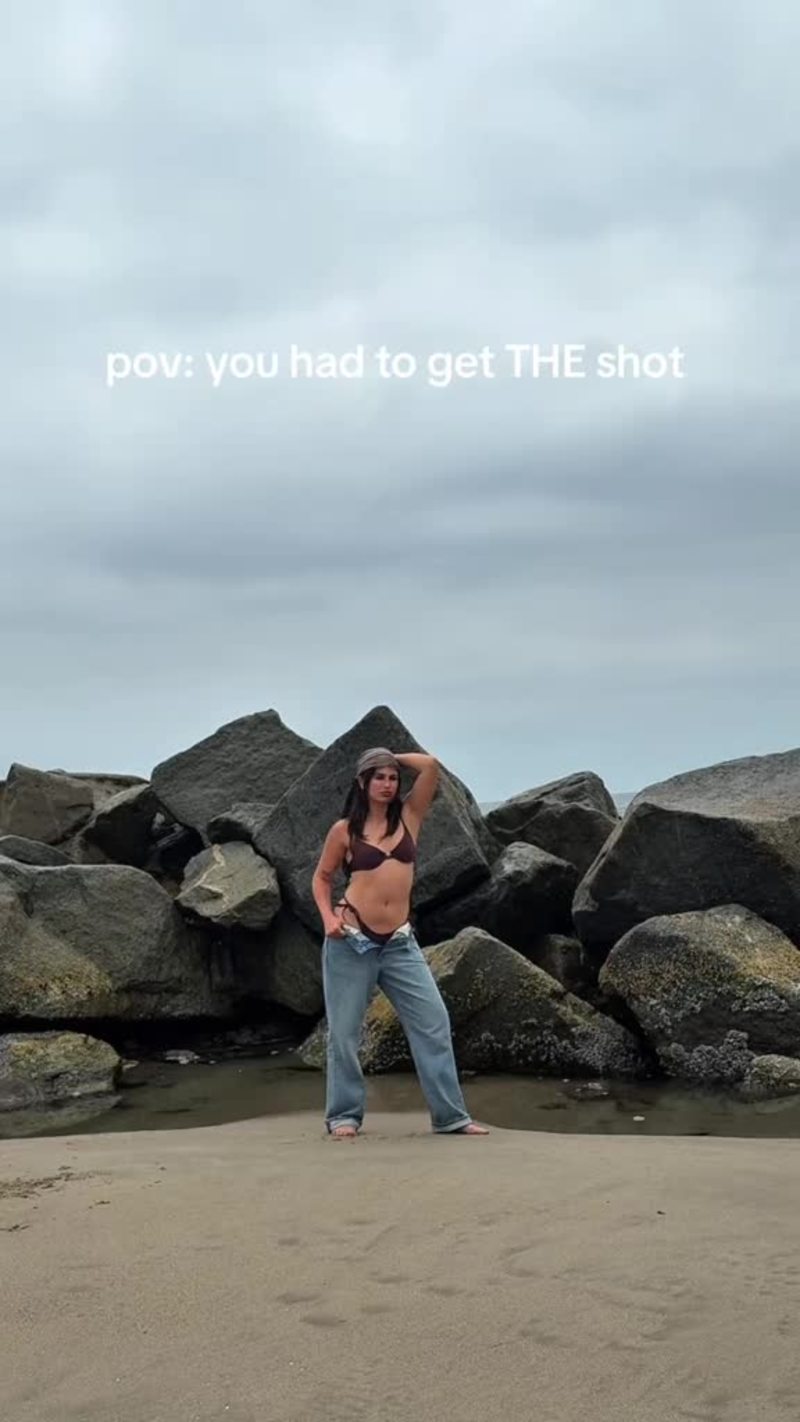 Video thumbnail for Wave Crash Surprise during Beach Swim Photoshoot