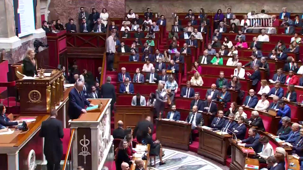 'Video thumbnail for Watch moment French PM faces down National Assembly as deputies prepare to oust him in brutal no confidence vote'