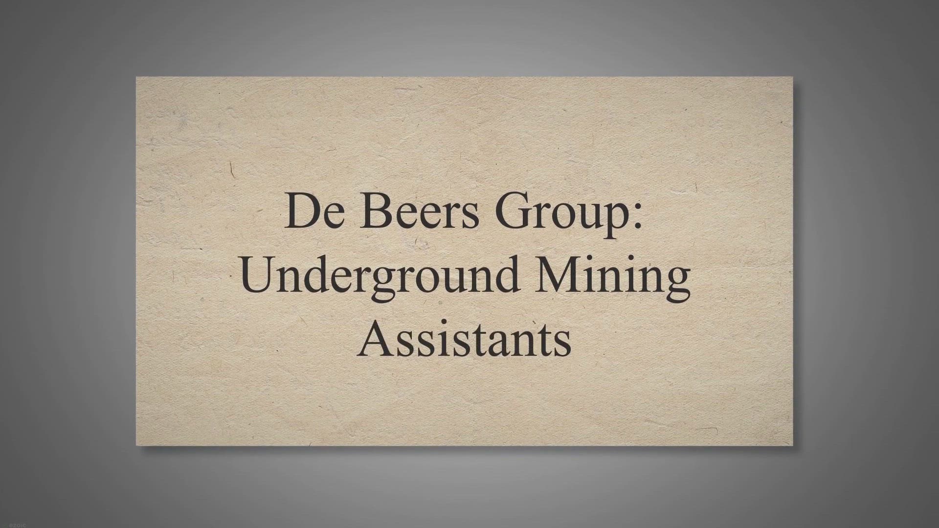 Video thumbnail for De Beers Group: Underground Mining Assistants