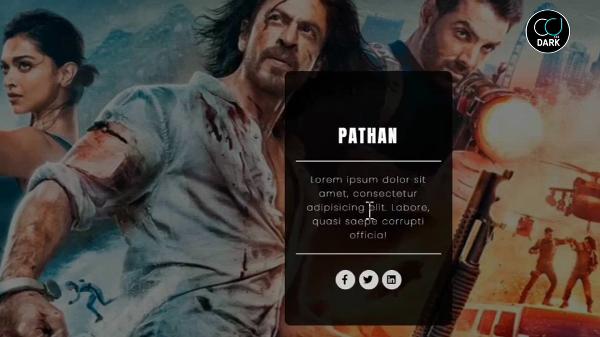 'Video thumbnail for Pathan _ Movie UI Card Design with HTML And CSS'
