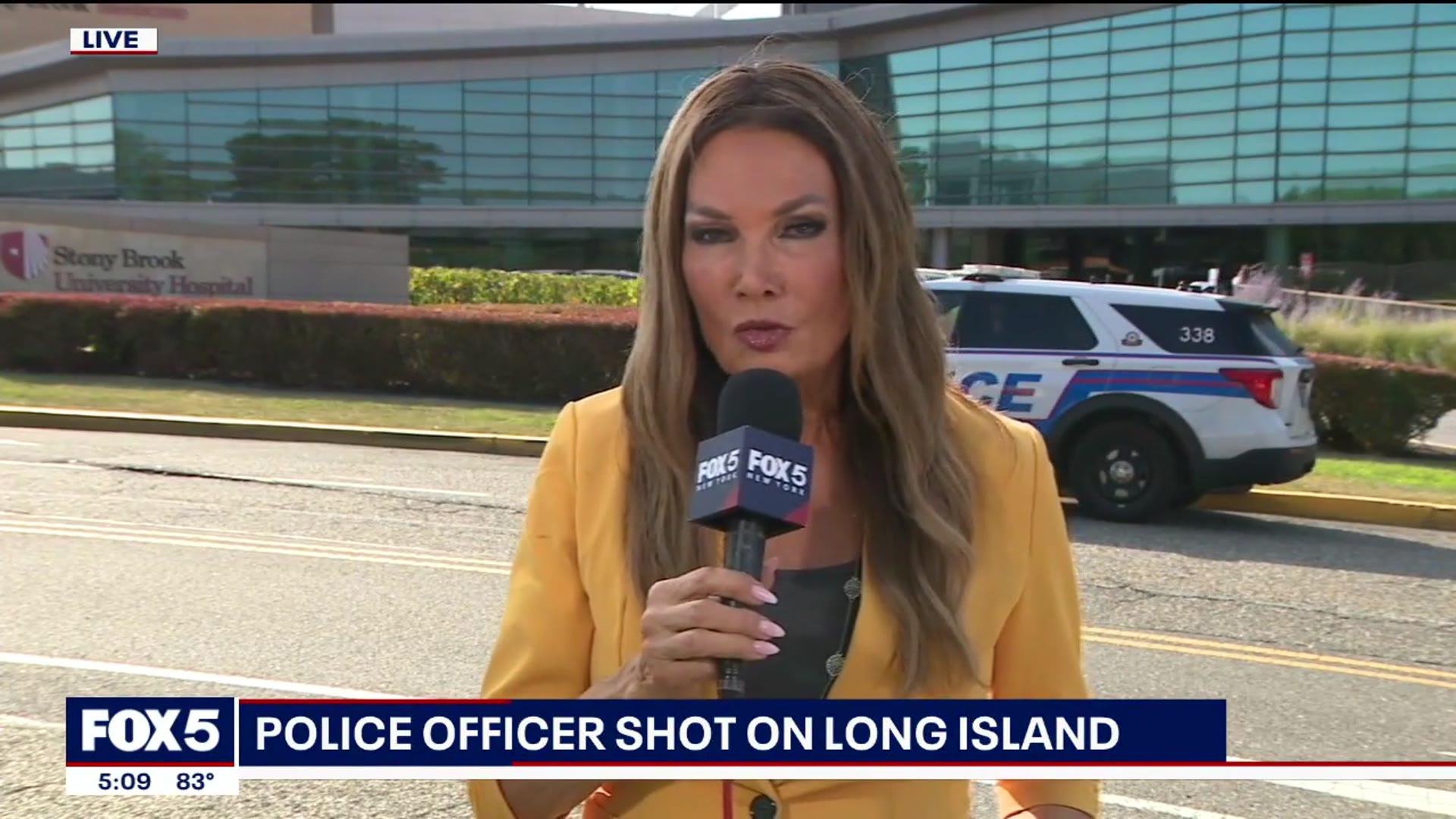 'Video thumbnail for Long Island police officer struck by gunfire in the hospital'