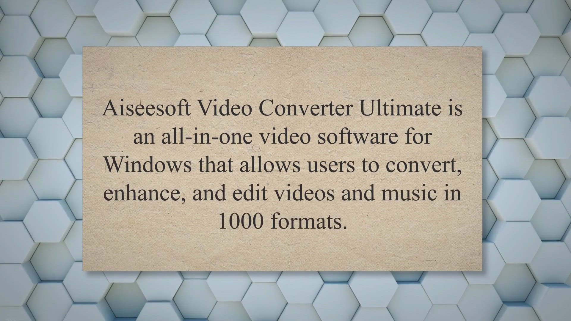 'Video thumbnail for Aiseesoft Video Converter Ultimate v10.7.6 Free License for Windows - Convert, Edit, and Enhance Videos in 1000 Formats'
