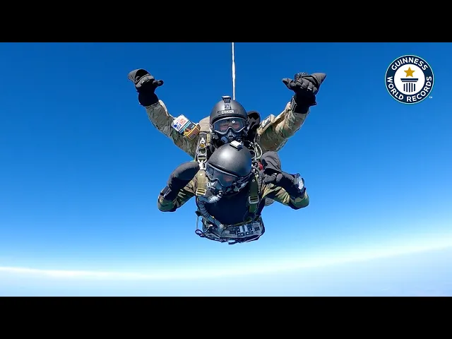 'Video thumbnail for Highest Tandem Skydive'