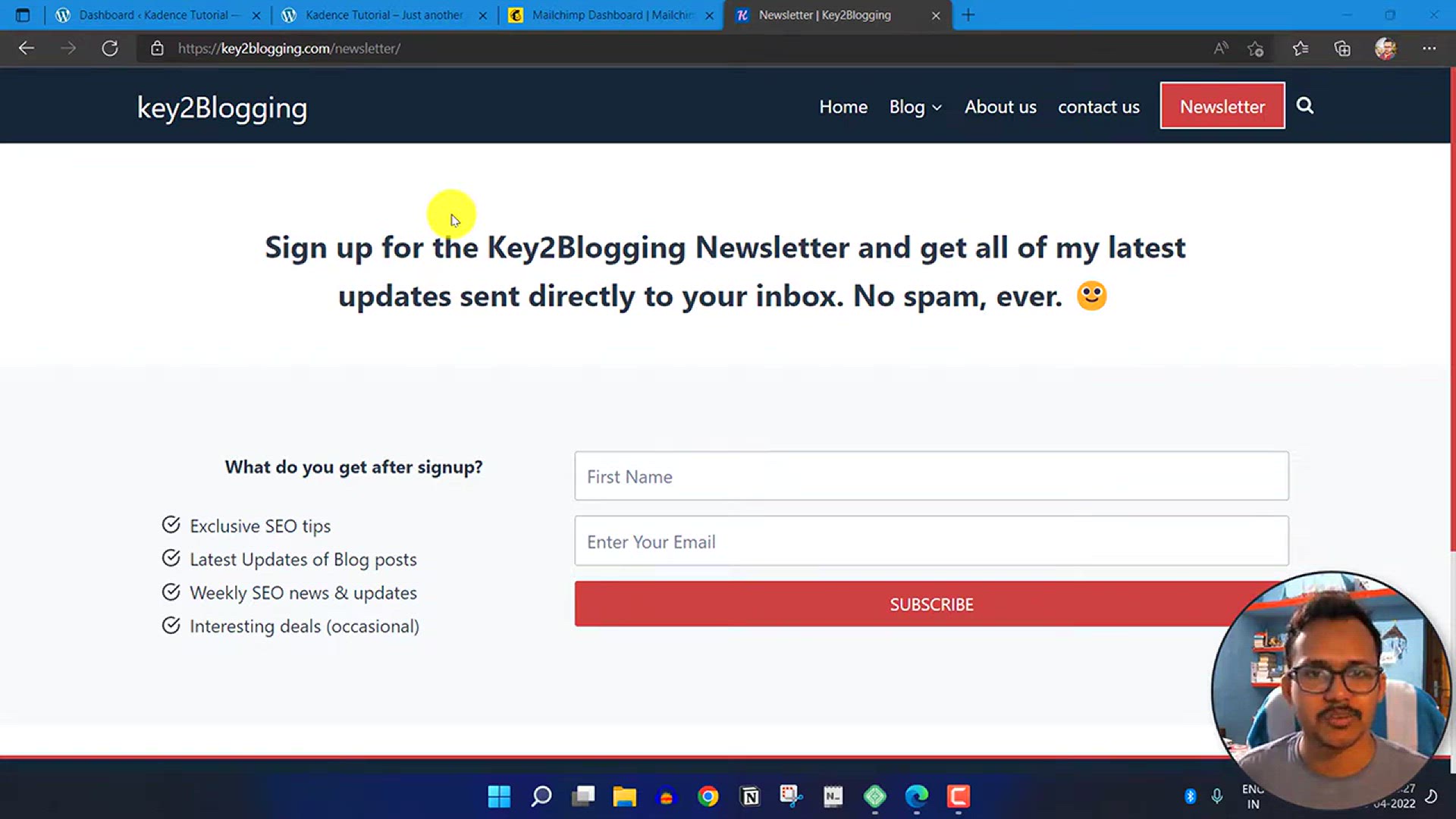 'Video thumbnail for How To Add  Email Newsletter Form in WordPress _ Email Signup Form _ Kadence Blocks'
