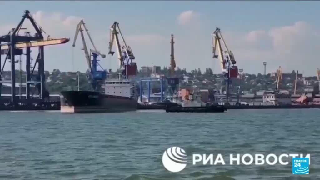 Video thumbnail for Vessel carrying grain Ukraine says stolen by Russia will not unload in Israel, Kyiv says