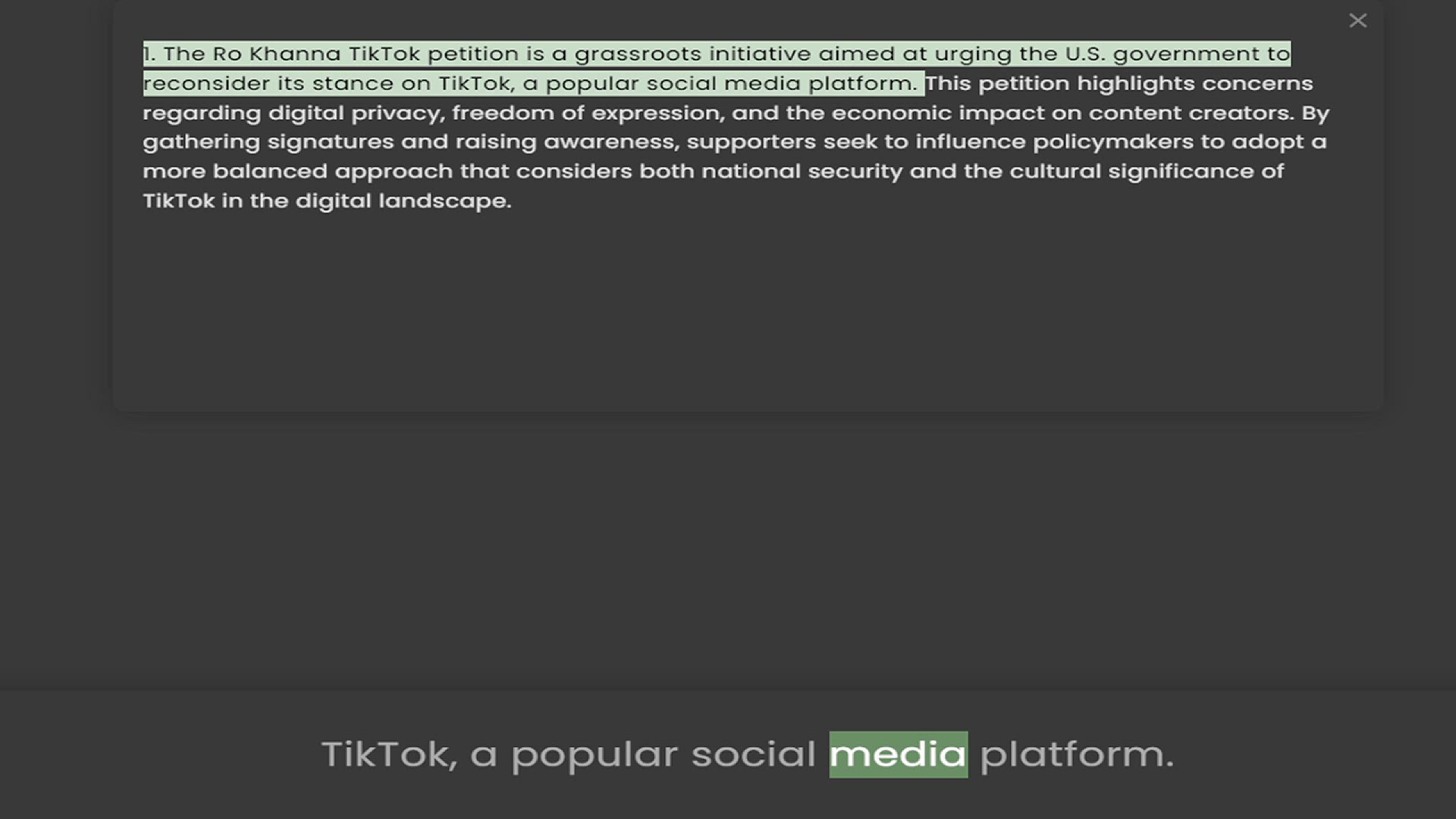 Video thumbnail for 1. The Ro Khanna TikTok petition is a grassroots initiative aimed at urging the U.S. government to reconsider its stance on TikTok, a popular social media platform. This petition highlights concerns regarding digital privacy, freedom of e