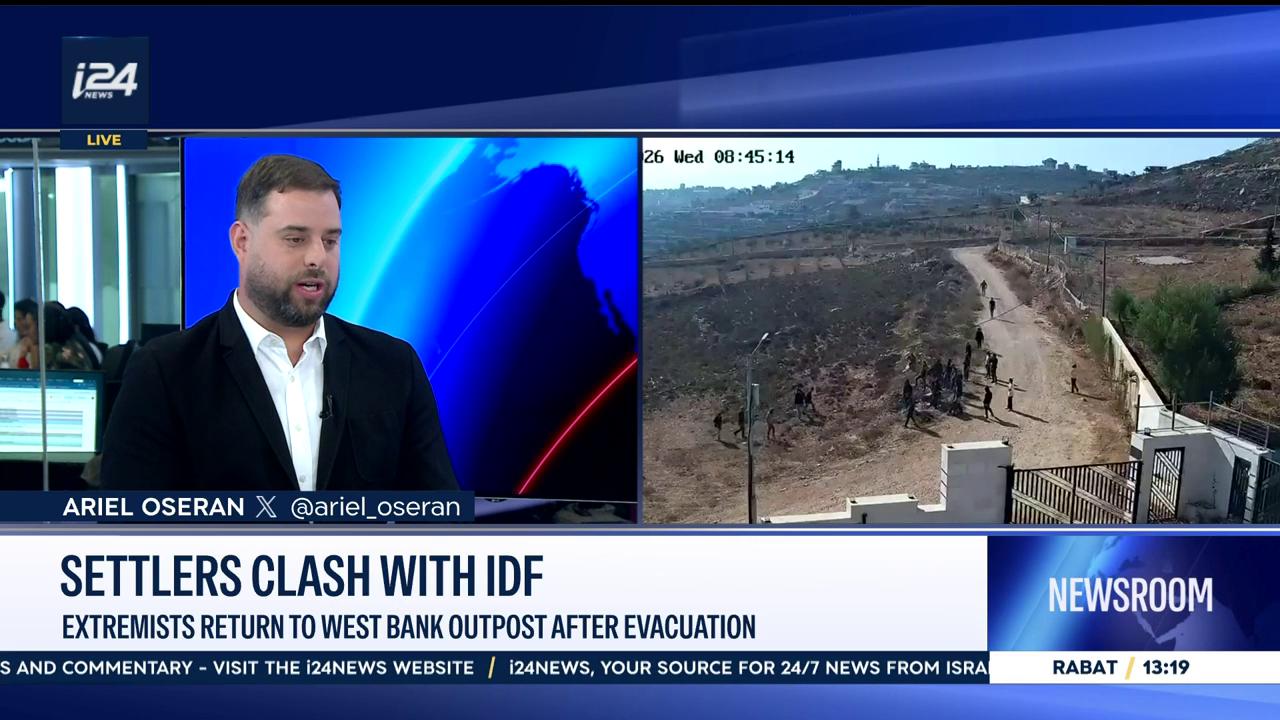Video thumbnail for Settlers clash with IDF: Extremists return to West Bank outpost after evacuation