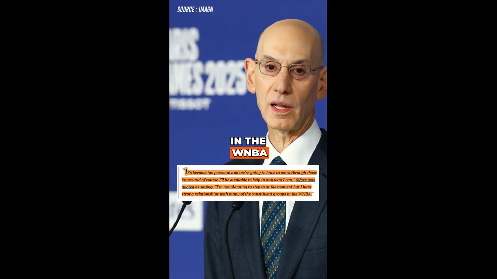 'Video thumbnail for Adam Silver Responds to WNBA Commissioner Controversy'