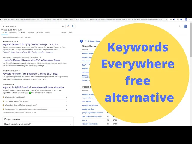 Video thumbnail for Keywords Everywhere Chrome extension alternative - Free keyword search volume tool