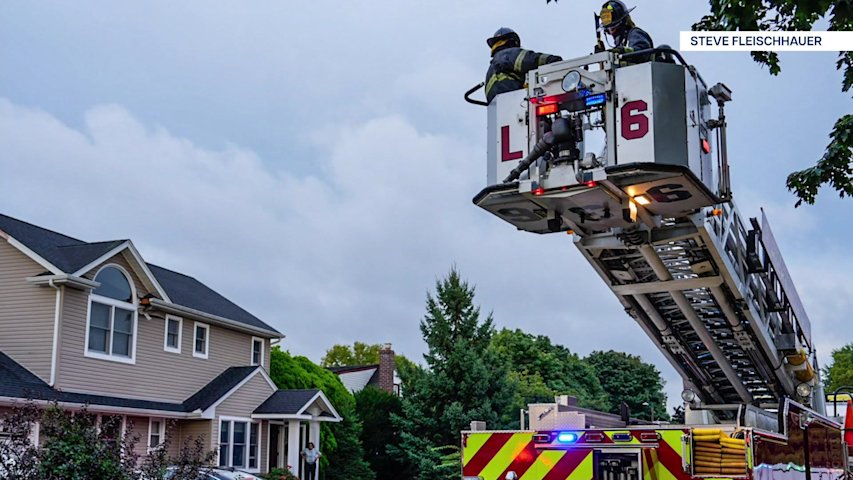 Video thumbnail for Firefighters respond to Hicksville home struck by lightning