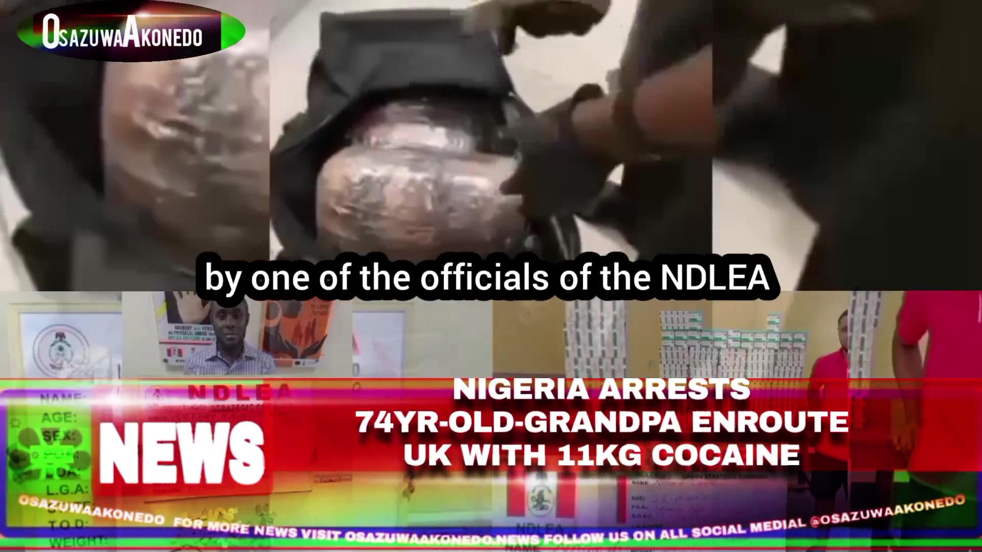 Video thumbnail for Nigeria Arrests 74yr Old Grandpa Enroute UK With 11kg Cocaine