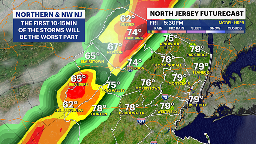 Video thumbnail for STORM WATCH: Dangerous squall line with possible tornados in New Jersey tonight.