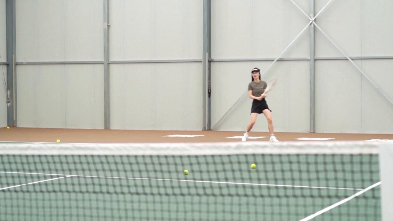 Video thumbnail for China: Chinese-developed AI tennis robots ace the game.