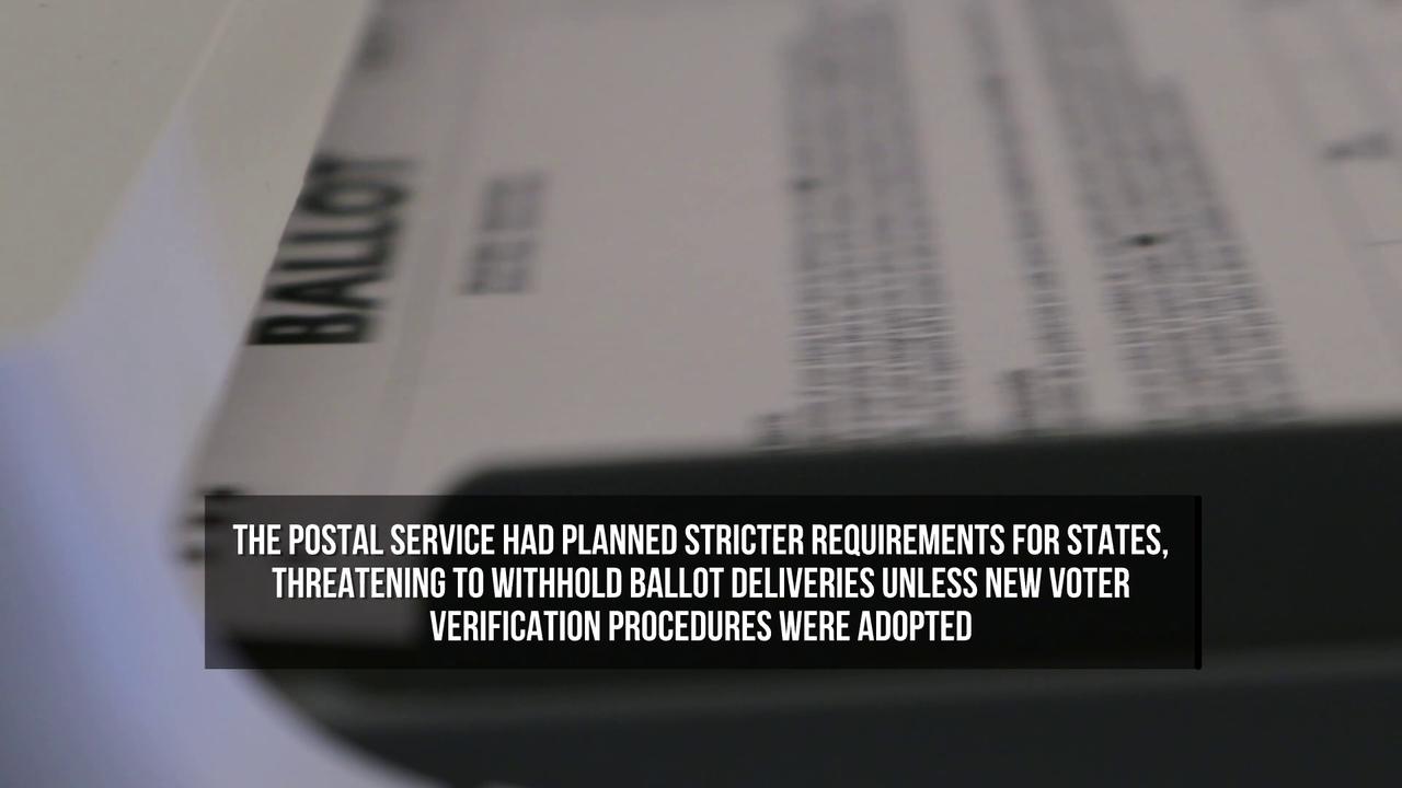 Video thumbnail for Judge Blocks USPS Mail-In Voting Restrictions Before Midterms.