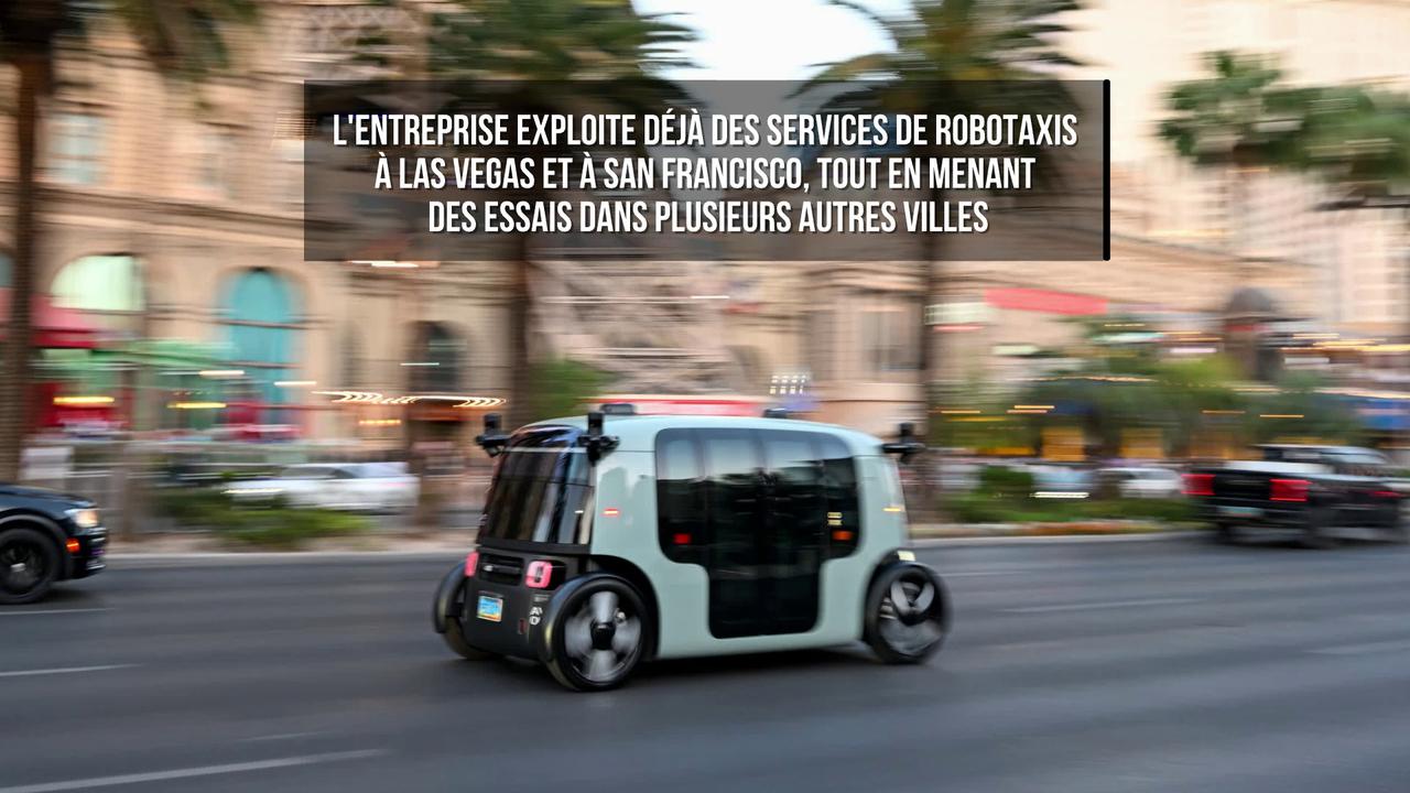 Video thumbnail for Zoox, filiale d'Amazon, obtient l'autorisation d'agrandir sa flotte de robotaxis aux États-Unis.