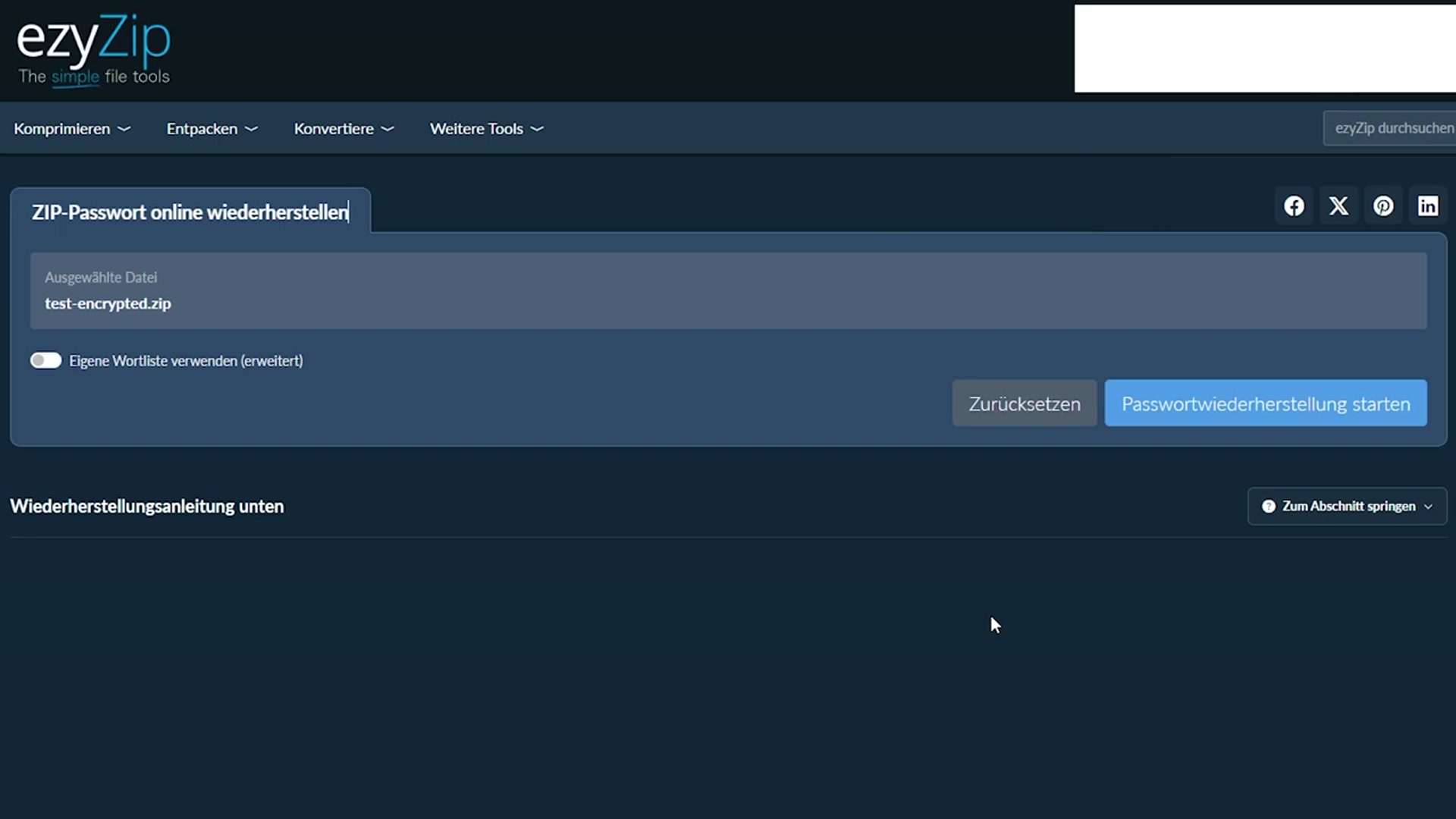 Video thumbnail for 📦 Wie man ein ZIP-Passwort online kostenlos knackt | Ohne Software-Installation
