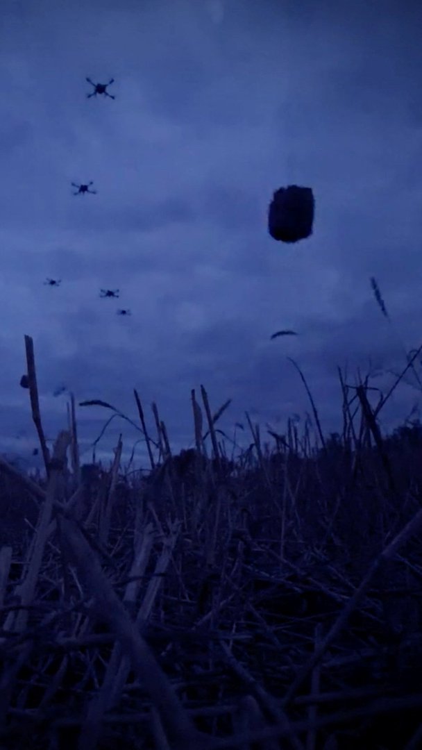 Video thumbnail for Ukrainians under blockade risk mines to get aid dropped by drones