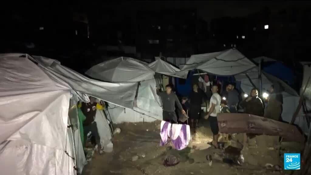 'Video thumbnail for First major rains pummel Gaza and flood tents of displaced Palestinians'