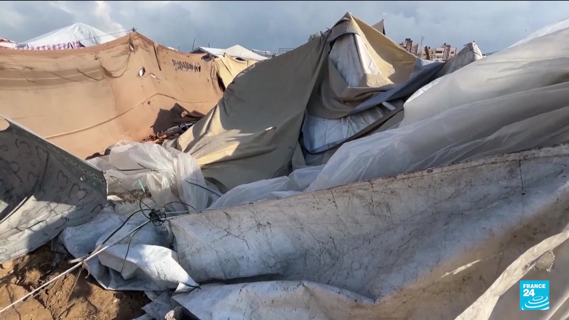 'Video thumbnail for First major rains pummel Gaza and flood tents of displaced Palestinians'