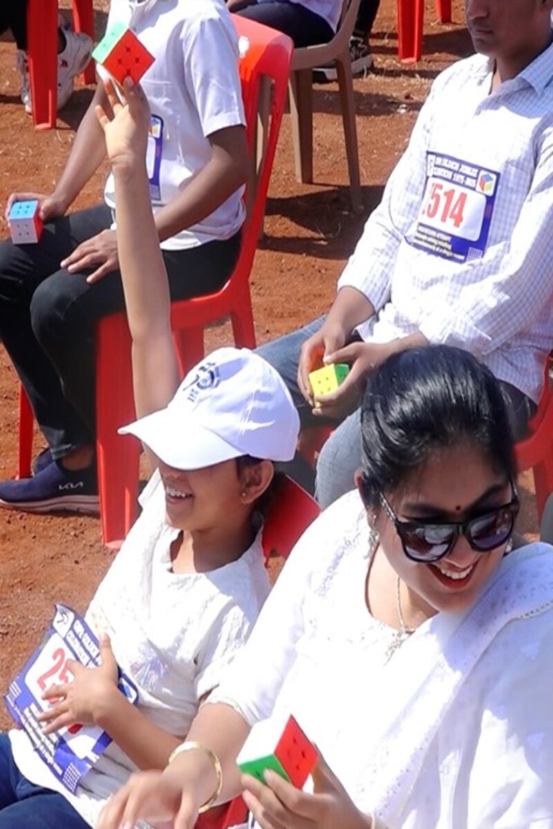 Video thumbnail for Most people solving rotating puzzle cubes simultaneously  5,434 by the Guru Nanak Public School