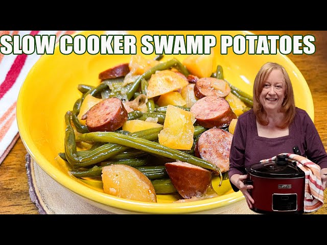 Video thumbnail for SLOW COOKER SWAMP POTATOES WITH SAUSAGE & GREEN BEANS