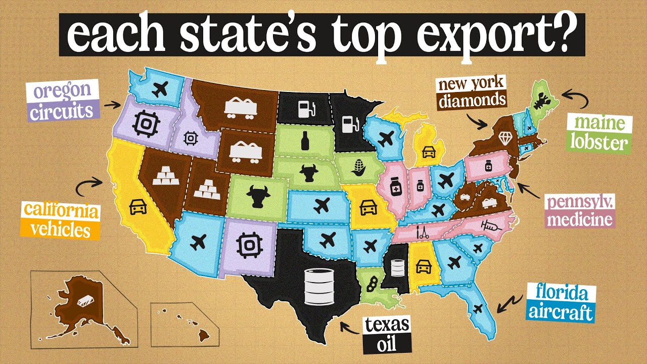 Video thumbnail for Top exports from each U.S. state: A comprehensive overview