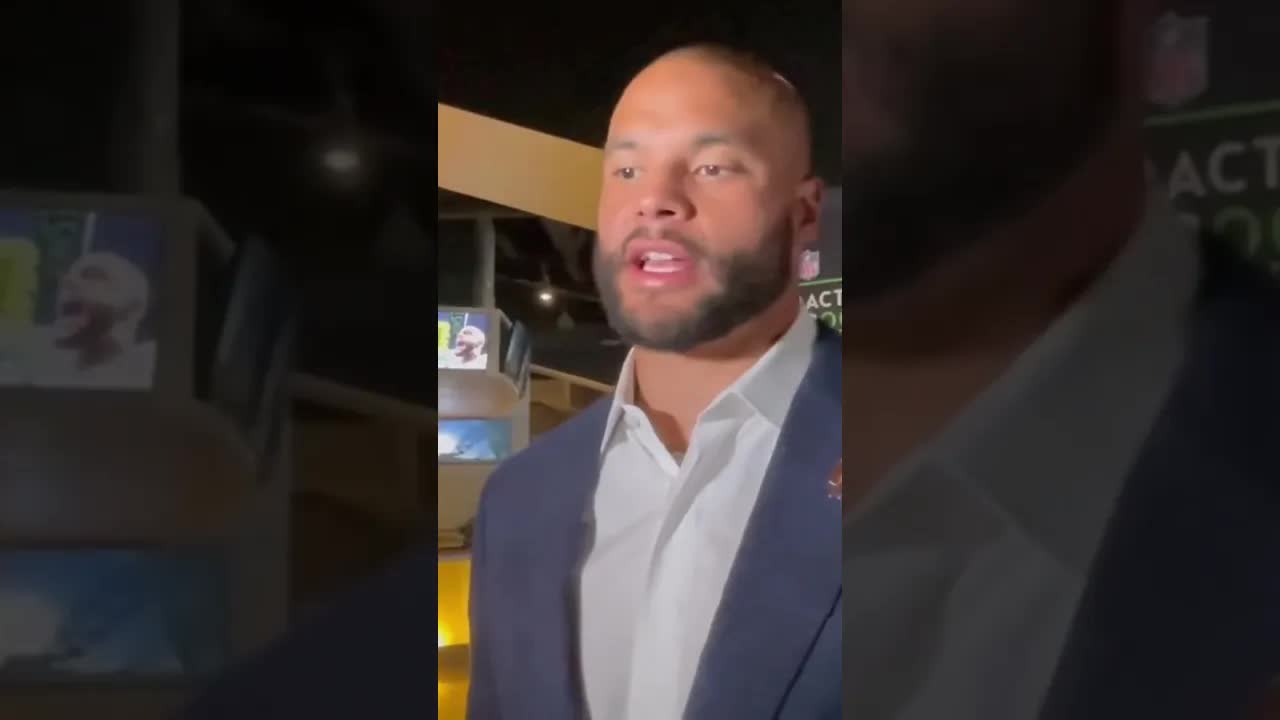 Video thumbnail for #Cowboys Dak Prescott on wearing the Walter Payton NFL Man of the Year pin