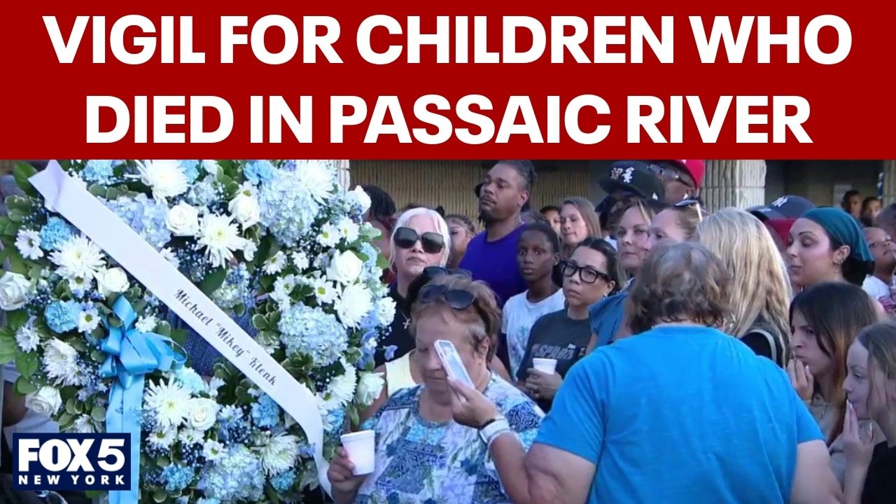 Video thumbnail for Hundreds gather at vigil for 2 children who died in the Passaic River