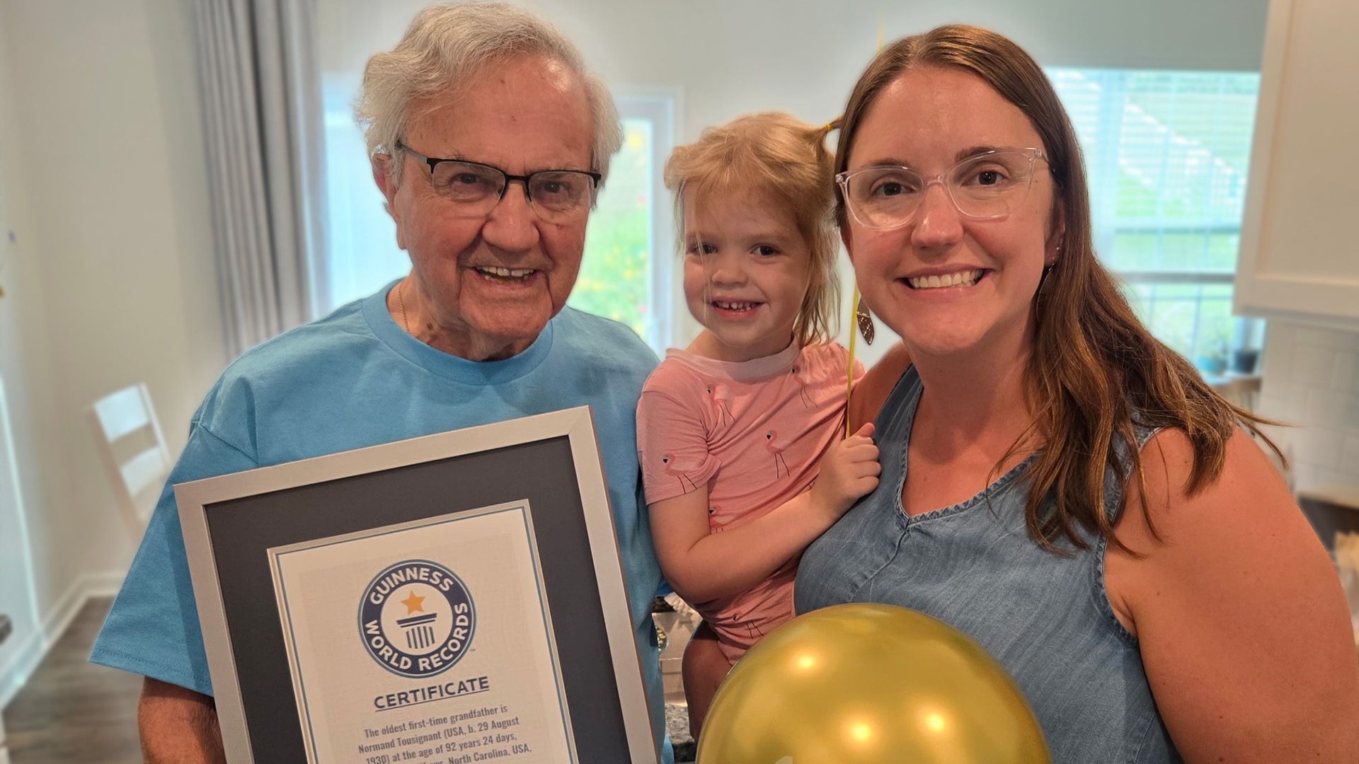 Video thumbnail for Oldest first-time grandfather - Normand Tousignant at the age of 92 years and 24 days old