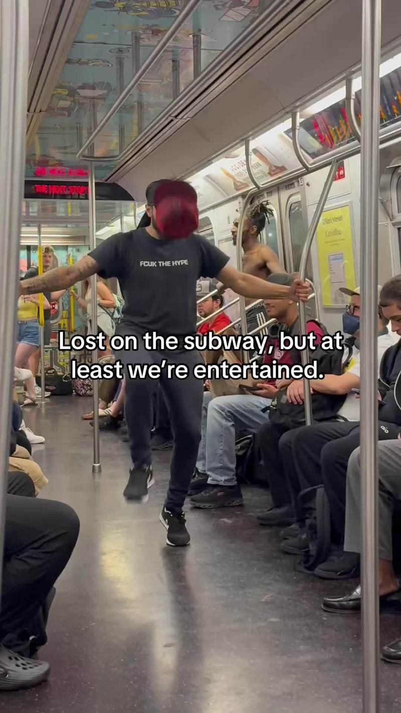 Video thumbnail for Acrobatic Dancers Turning a NYC Subway Ride into a Show