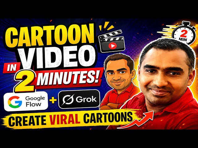 Video thumbnail for Cartoon Video Creation with AI | How to Create Animation Videos with Google Flow and Grok