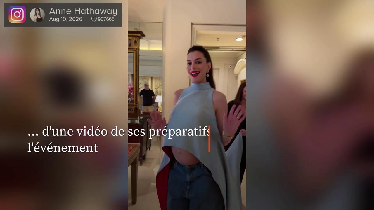 Video thumbnail for Anne Hathaway contre les rumeurs selon lesquelles elle simulerait sa grossesse.