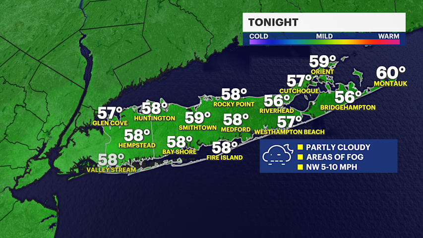 Video thumbnail for Beautiful evening across Long Island; patchy fog possible overnight