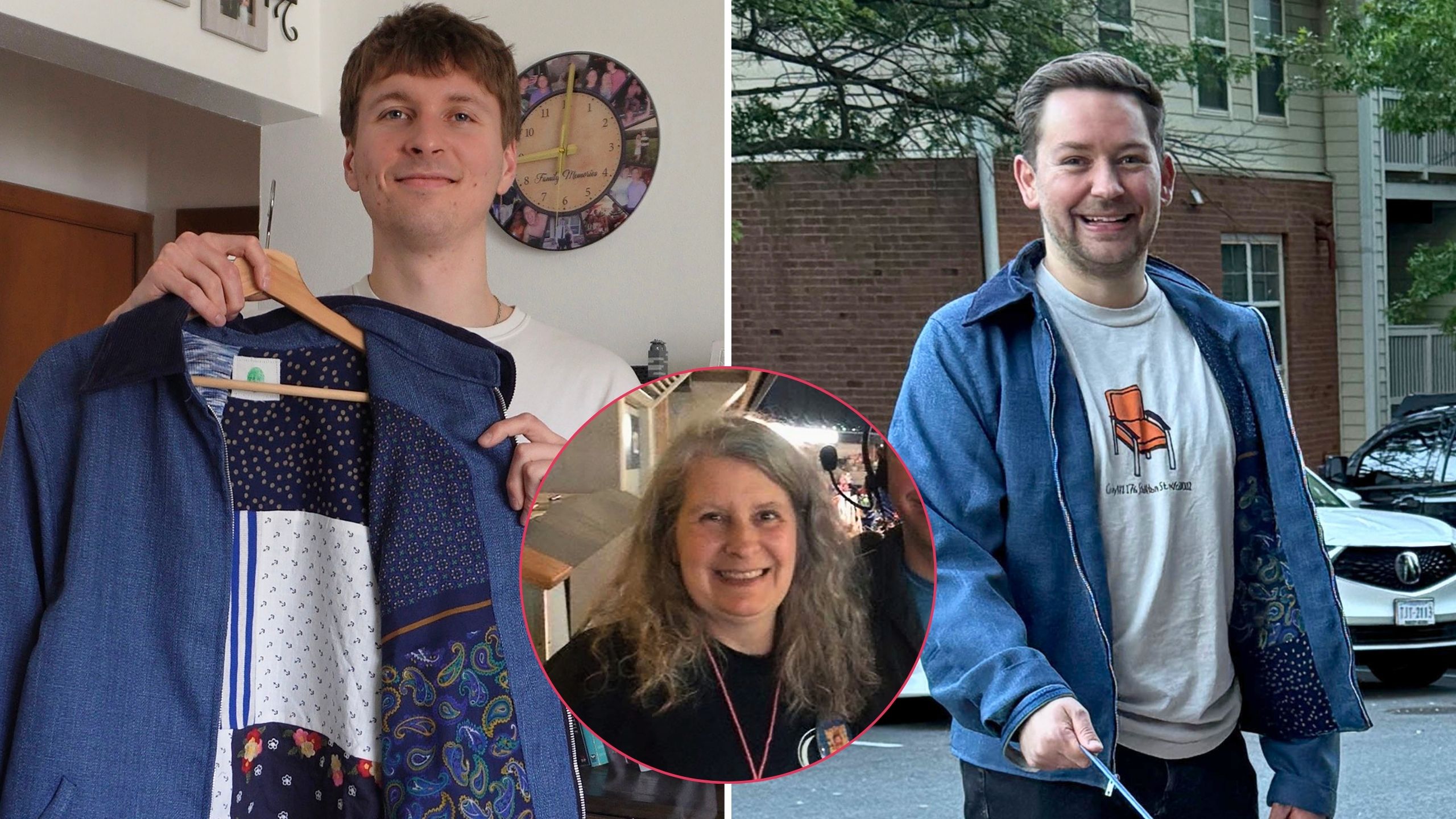 Video thumbnail for Designer Creates Jacket Using Client's Late Mom's Clothes