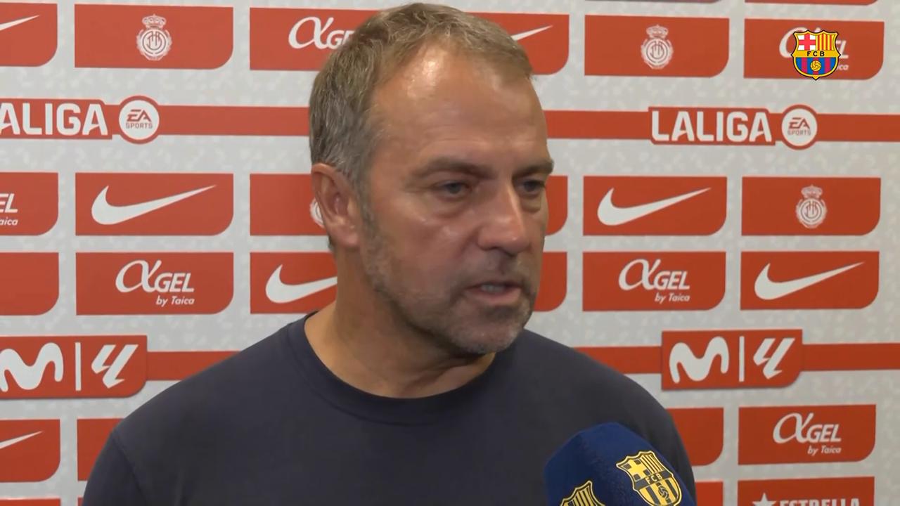 'Video thumbnail for 'I'm not happy' - Flick after Barca win 3-0 at 9-man Mallorca'