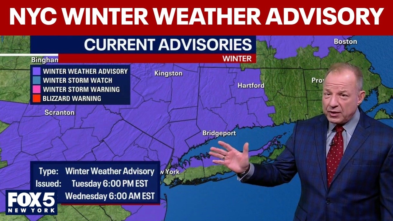 Video thumbnail for Winter weather advisories for parts of NYC tonight