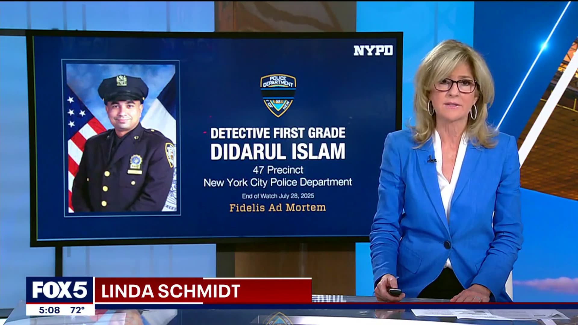 'Video thumbnail for Funeral held earlier for fallen NYPD Detective killed in Midtown mass shooting'